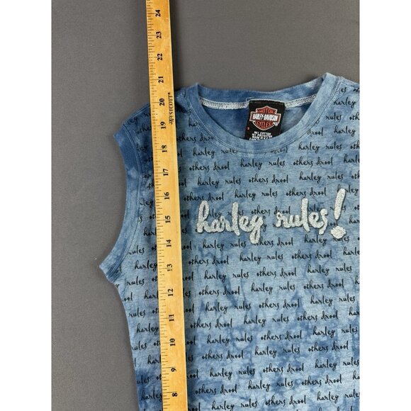 Rare Vintage Y2K Harley Davidson Womens Sleeveless Tee Harley Rules Other Drool - Picture 6 of 6